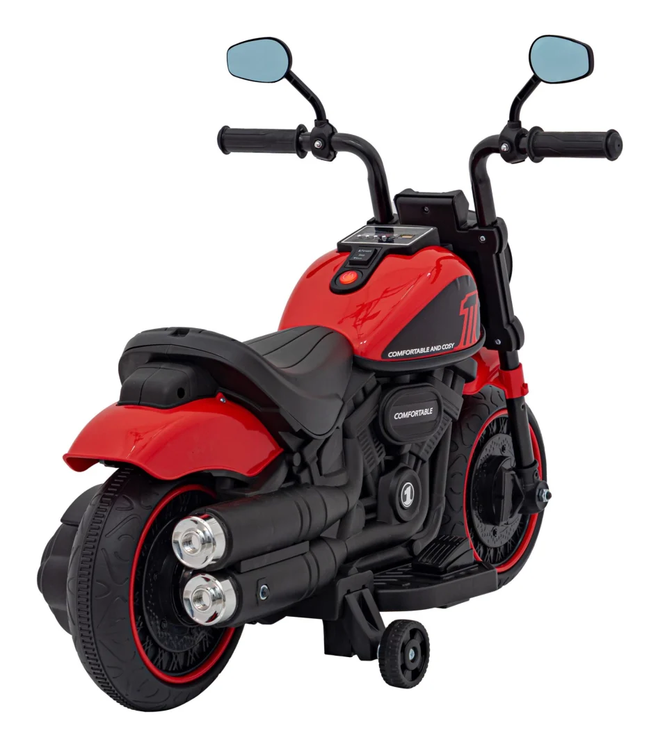 FASTER Chopper baterijski motor za djecu crveni + FM radio + audio ploča + LED, crvena motor na akumulator_8