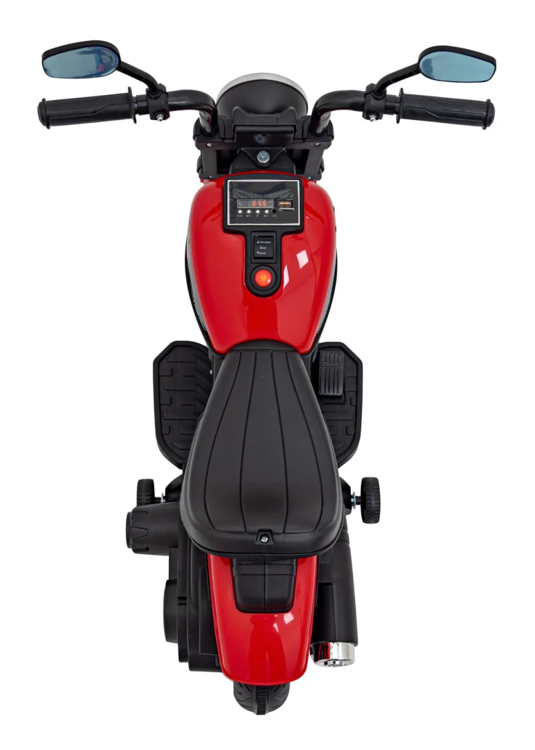 FASTER Chopper baterijski motor za djecu crveni + FM radio + audio ploča + LED, crvena motor na akumulator_9