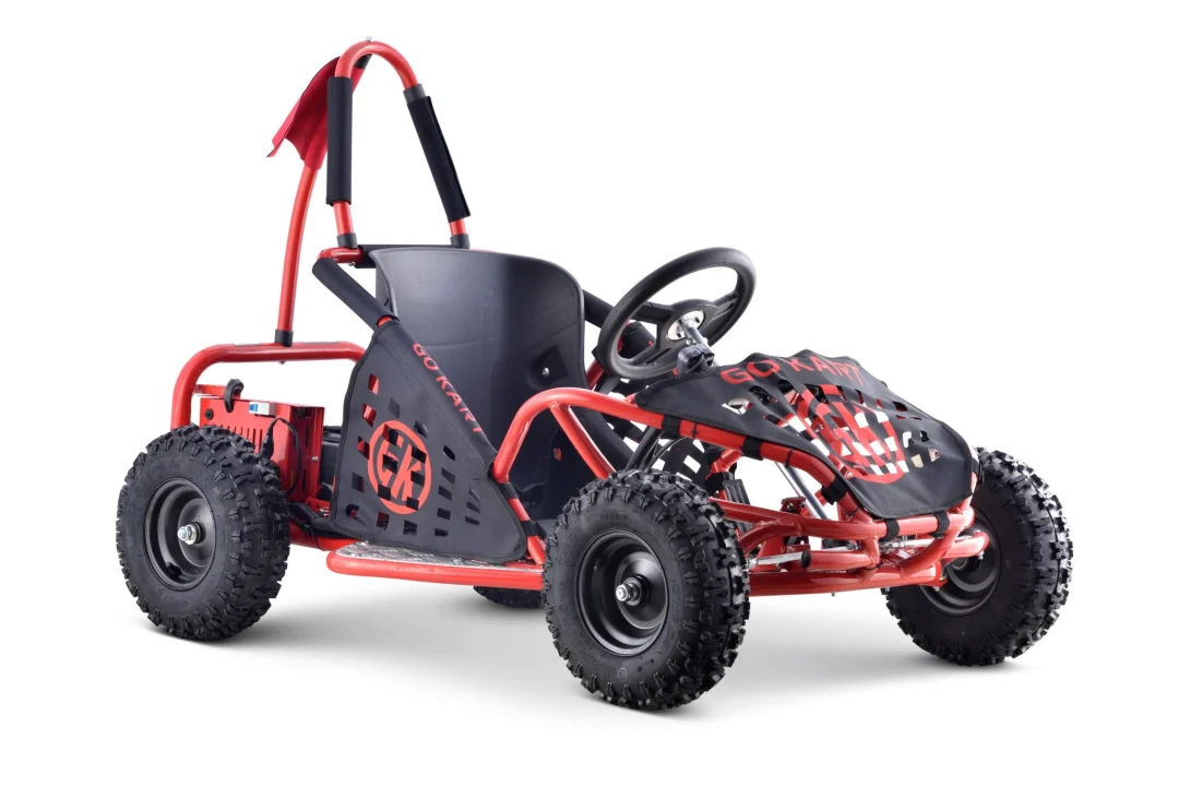 Fast Dragon baterijski karting crveni 30 km/h + motor od 1000 W + kotači na napuhavanje + podešavanje sjedala + sigurnosni pojasevi, crvena motor na akumulator_3