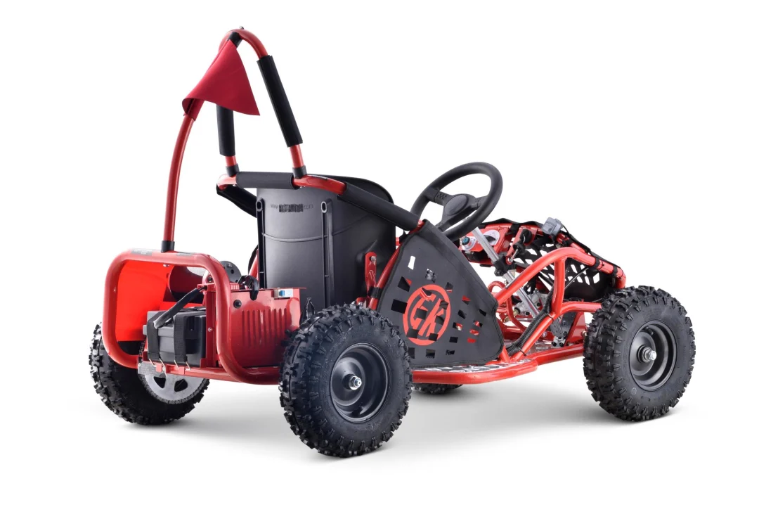 Fast Dragon baterijski karting crveni 30 km/h + motor od 1000 W + kotači na napuhavanje + podešavanje sjedala + sigurnosni pojasevi, crvena motor na akumulator_5