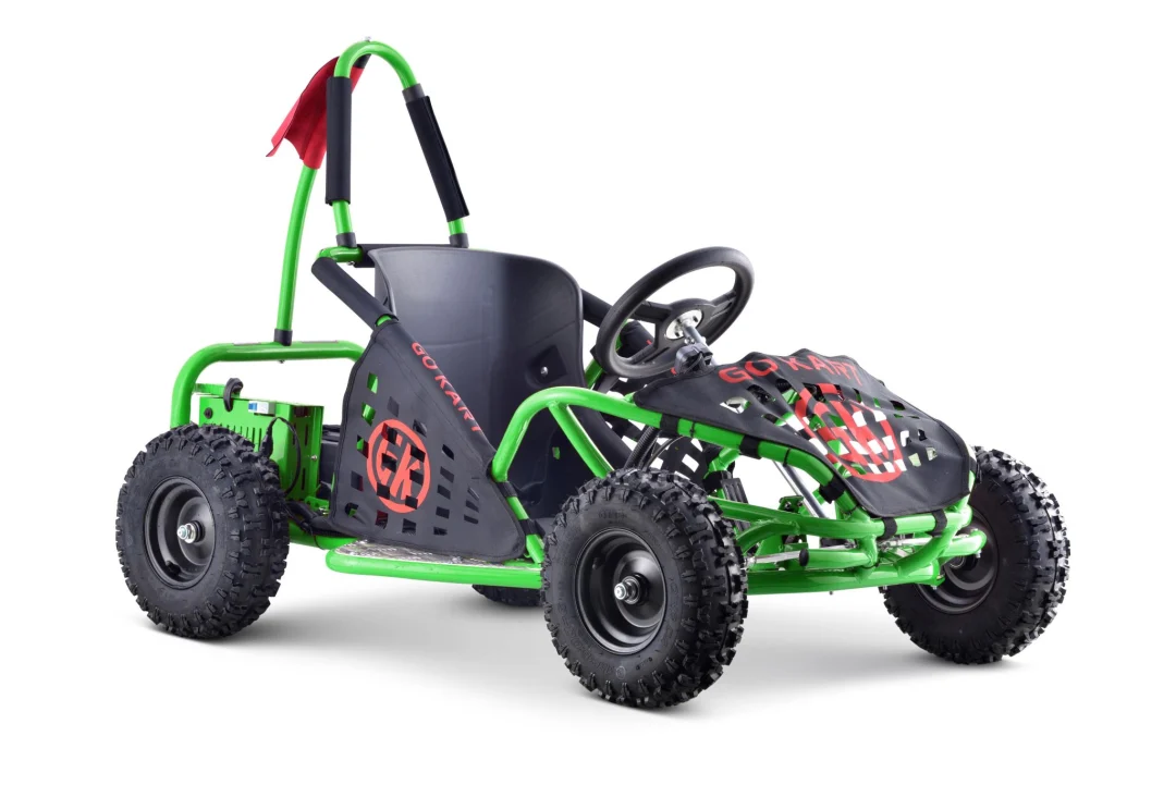Fast Dragon baterijski karting zeleni 30 km/h + motor od 1000 W + kotači na napuhavanje + podešavanje sjedala + sigurnosni pojasevi, zelena motor na akumulator_3