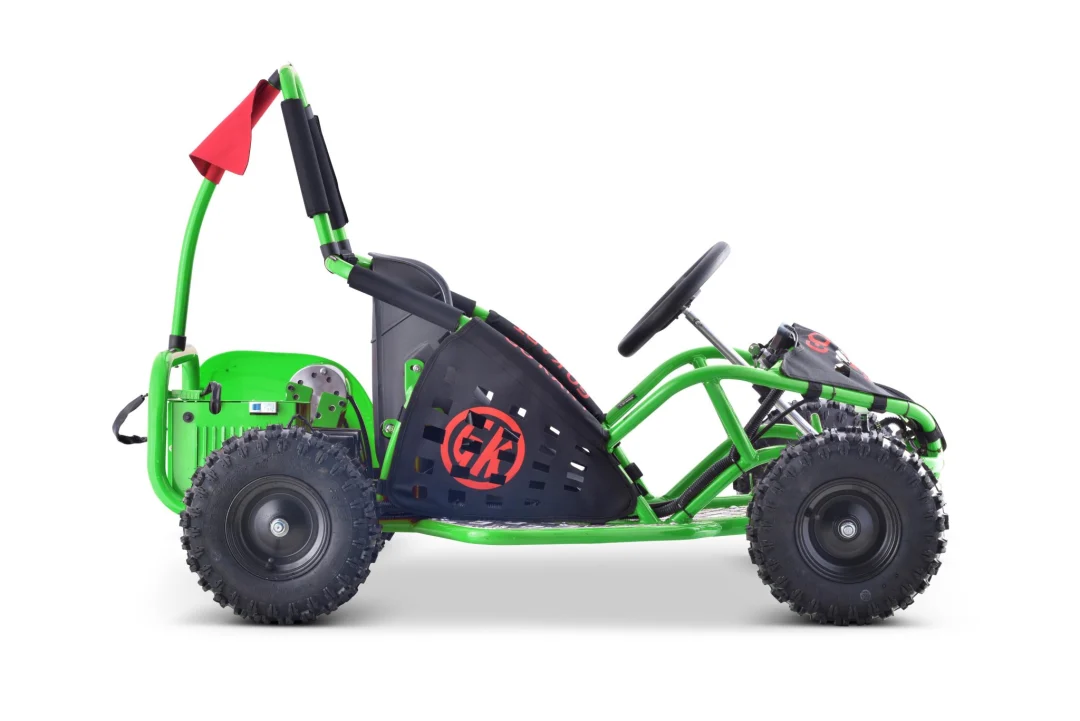 Fast Dragon baterijski karting zeleni 30 km/h + motor od 1000 W + kotači na napuhavanje + podešavanje sjedala + sigurnosni pojasevi, zelena motor na akumulator_4