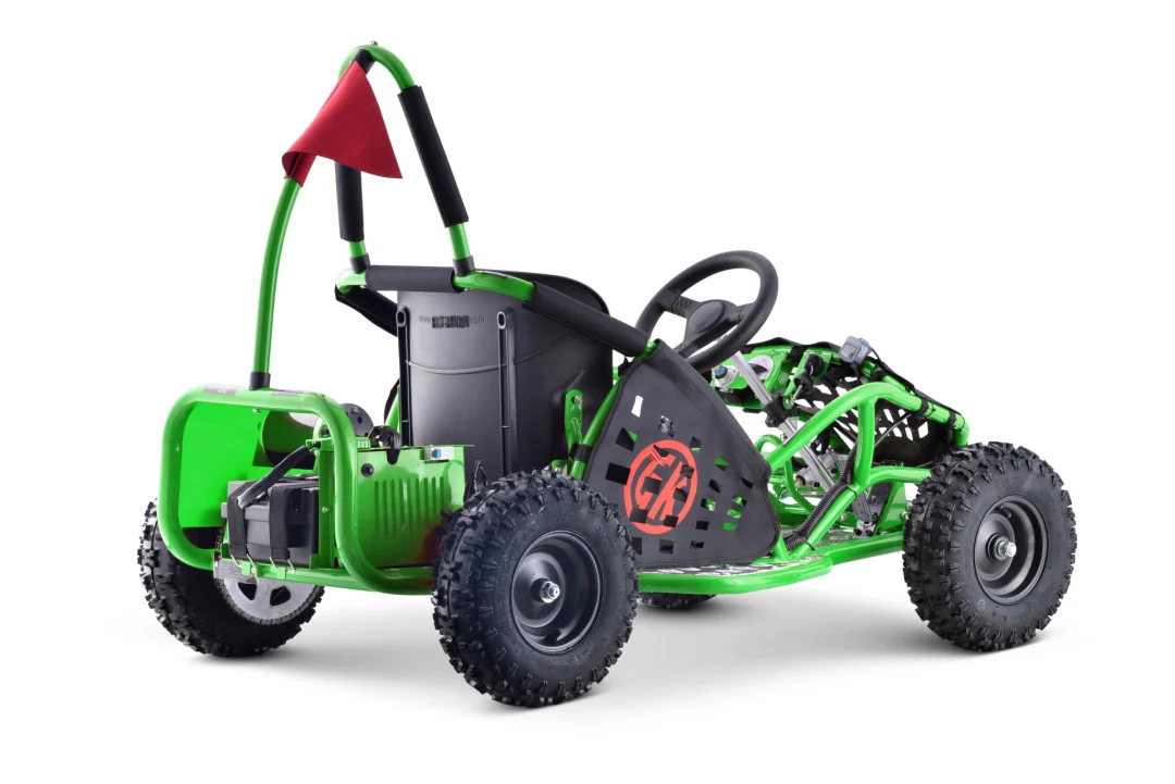 Fast Dragon baterijski karting zeleni 30 km/h + motor od 1000 W + kotači na napuhavanje + podešavanje sjedala + sigurnosni pojasevi, zelena motor na akumulator_5