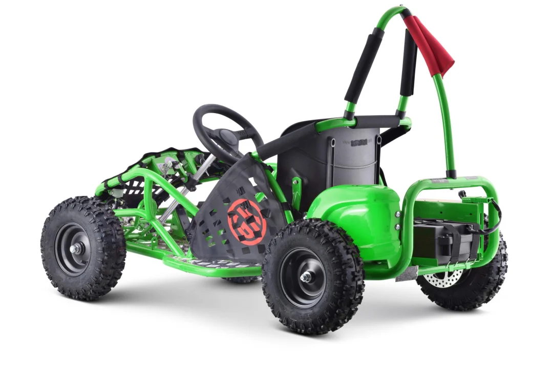 Fast Dragon baterijski karting zeleni 30 km/h + motor od 1000 W + kotači na napuhavanje + podešavanje sjedala + sigurnosni pojasevi, zelena motor na akumulator_7