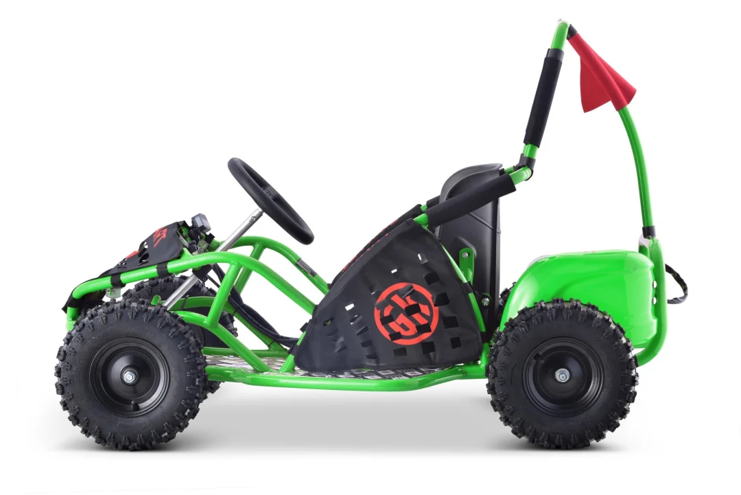 Fast Dragon baterijski karting zeleni 30 km/h + motor od 1000 W + kotači na napuhavanje + podešavanje sjedala + sigurnosni pojasevi, zelena motor na akumulator_8