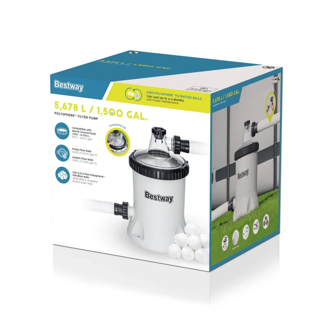 FlowClear pumpa za filtriranje bazena BESTWAY 1500gal + polisferni uložak_13