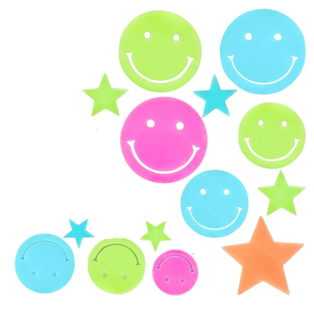 Fluorescentne svjetleće naljepnice za zid Smiley Lica Zvijezde Šarene 10 kom_2