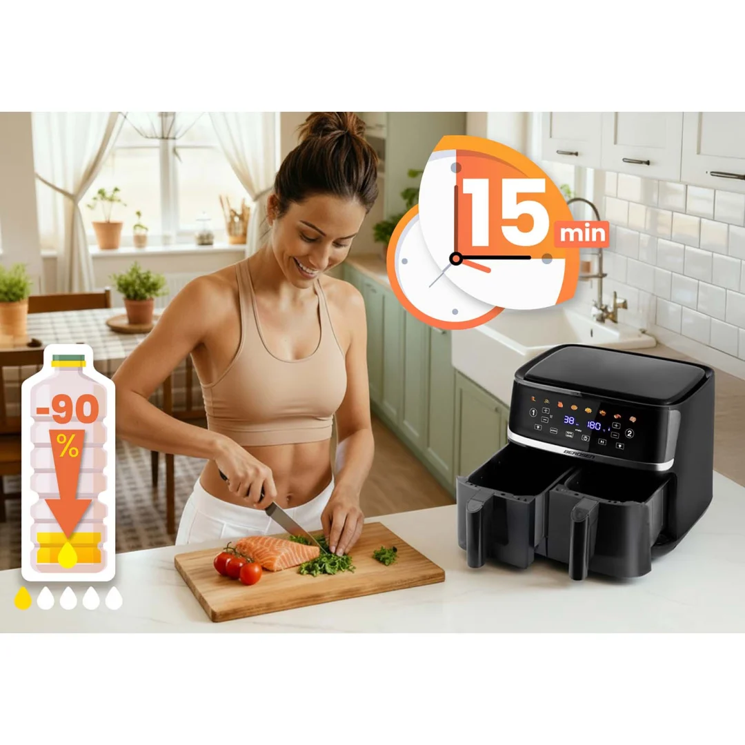 Friteza na vrući zrak 10,2 l dvostruka komora Berdsen BD-657 1700 W crni_10