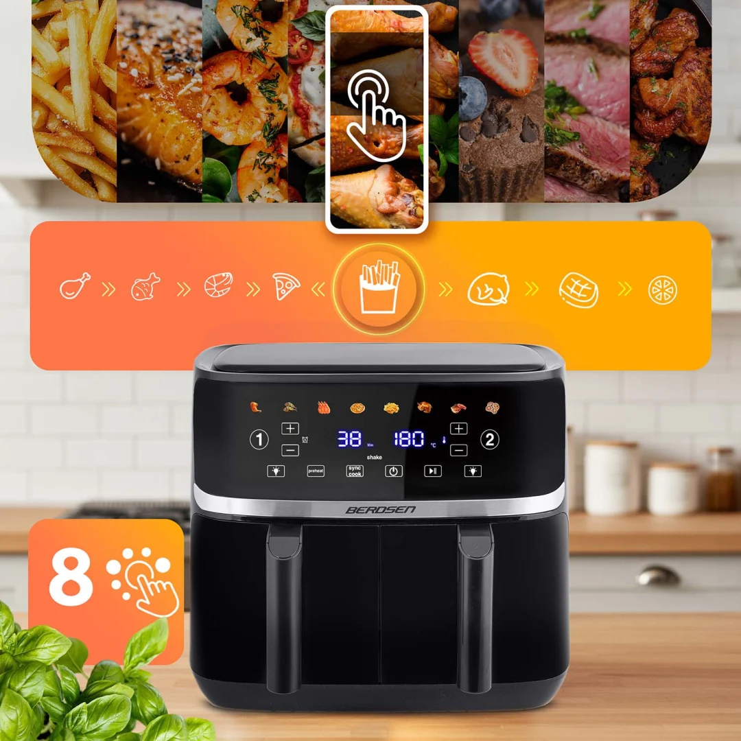 Friteza na vrući zrak 10,2 l dvostruka komora Berdsen BD-657 1700 W crni_9