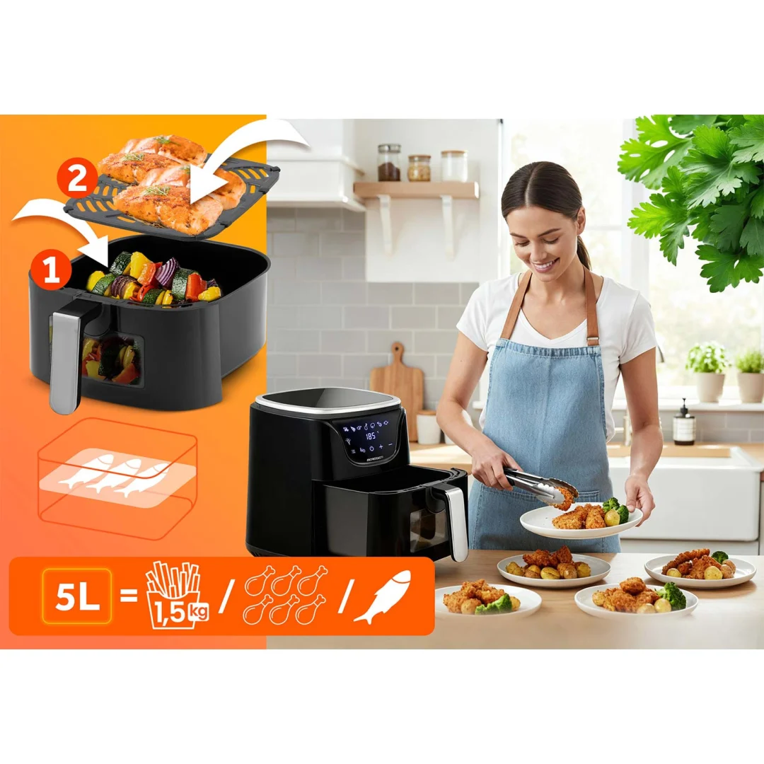 Friteza na vrući zrak 5 l Berdsen BD-652 crno-srebrni_7
