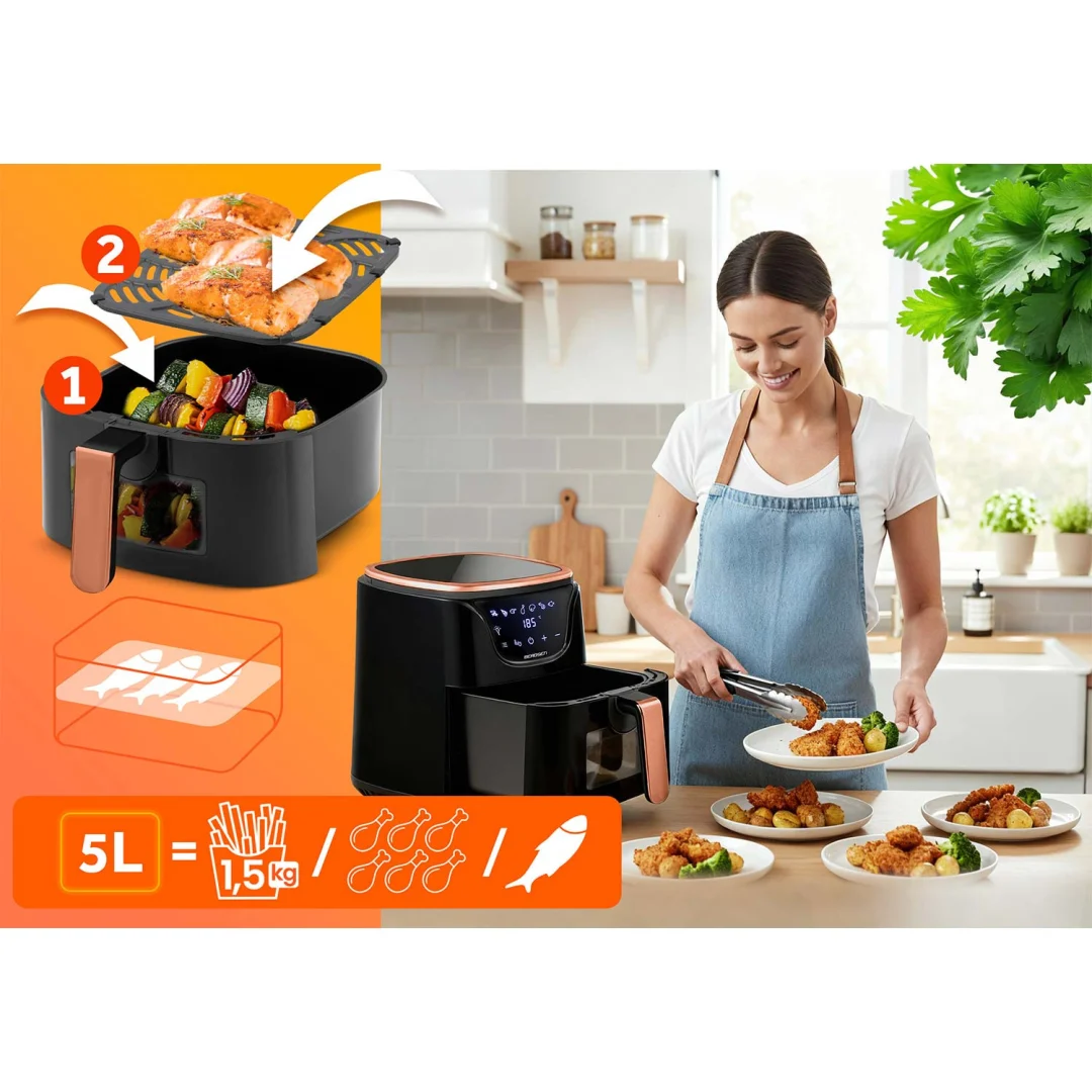 Friteza na vrući zrak 5 l Berdsen BD-652 crno-zlatni_7