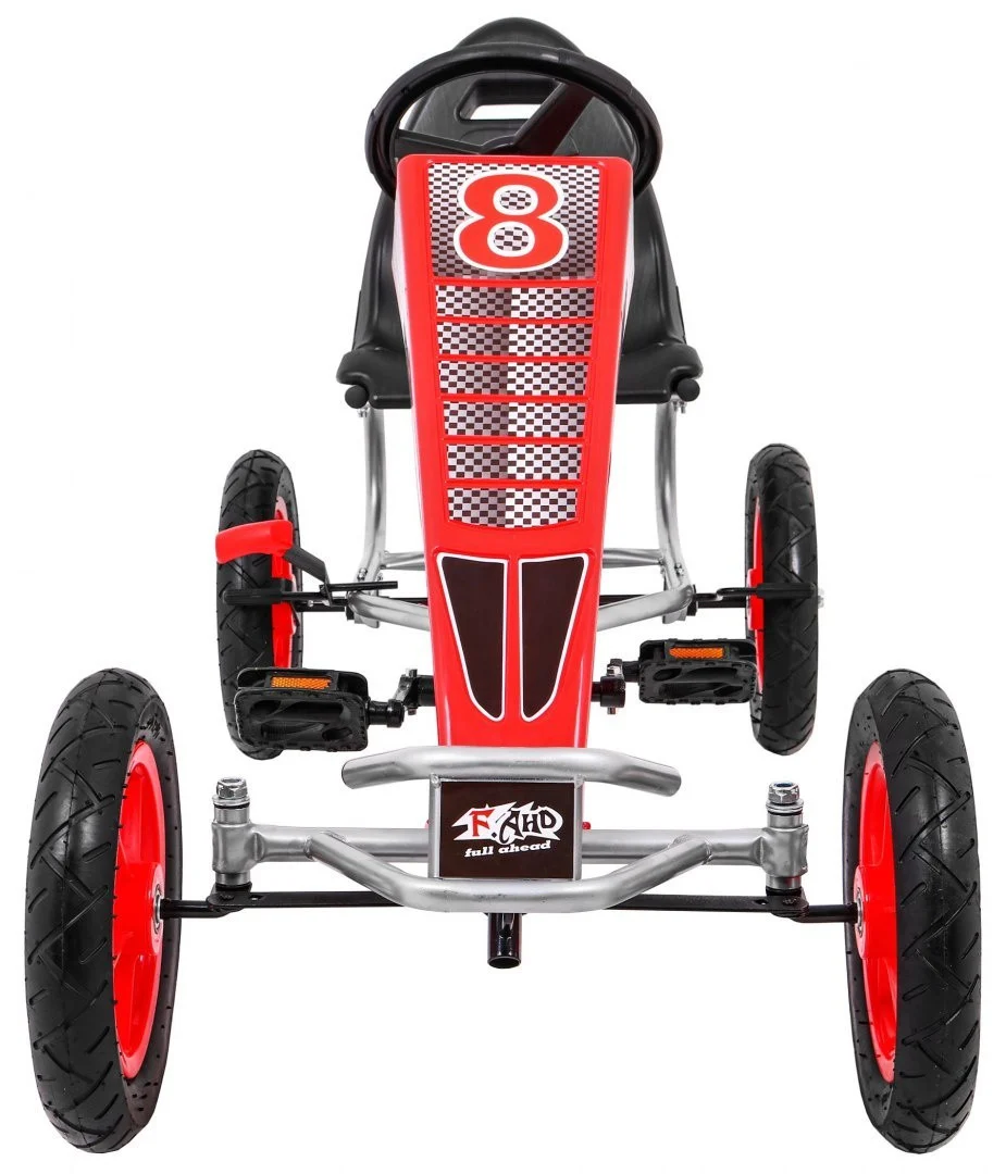 Full Ahead AIR pedalni go-kart za djecu 3+ crveni + podesivo sjedalo + napuhani kotači + ručna kočnica_3