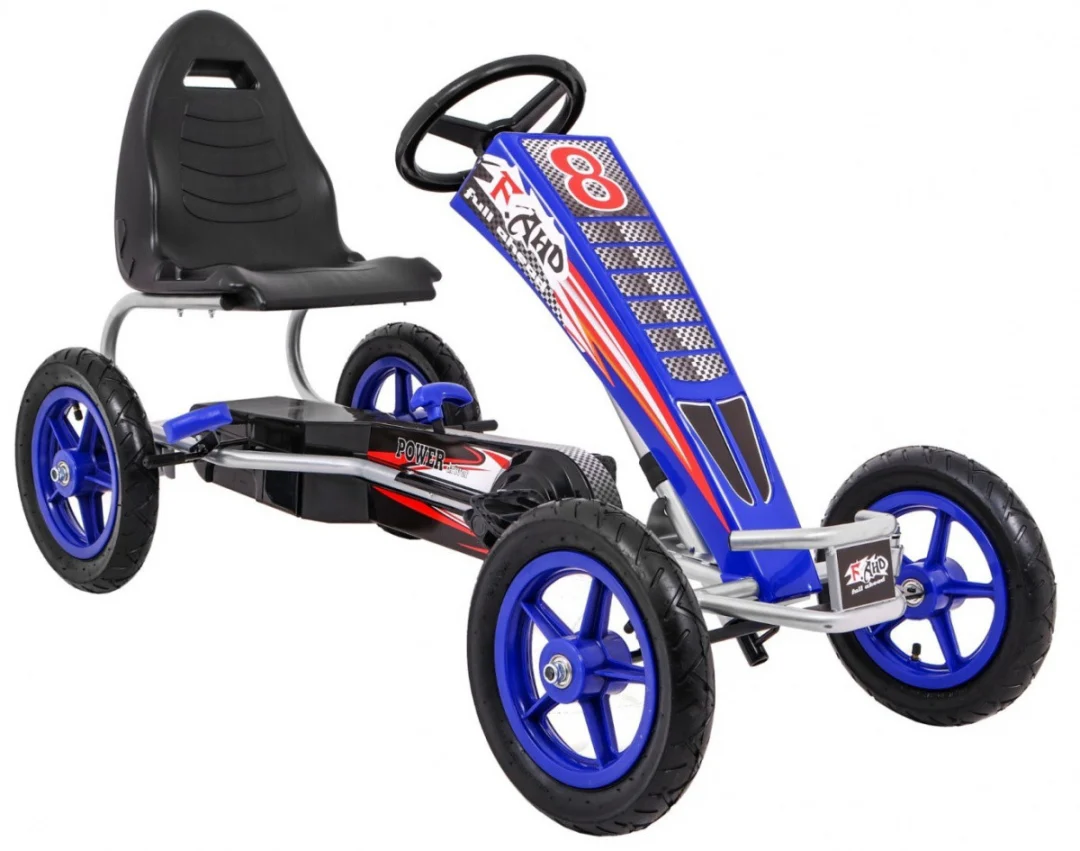 Full Ahead AIR pedalni go-kart za djecu 3+ plavi + podesivo sjedalo + napuhani kotači + ručna kočnica_10