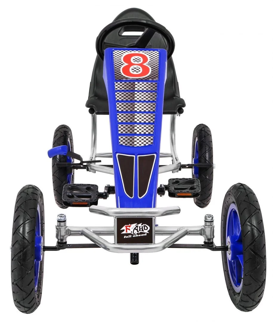 Full Ahead AIR pedalni go-kart za djecu 3+ plavi + podesivo sjedalo + napuhani kotači + ručna kočnica_3