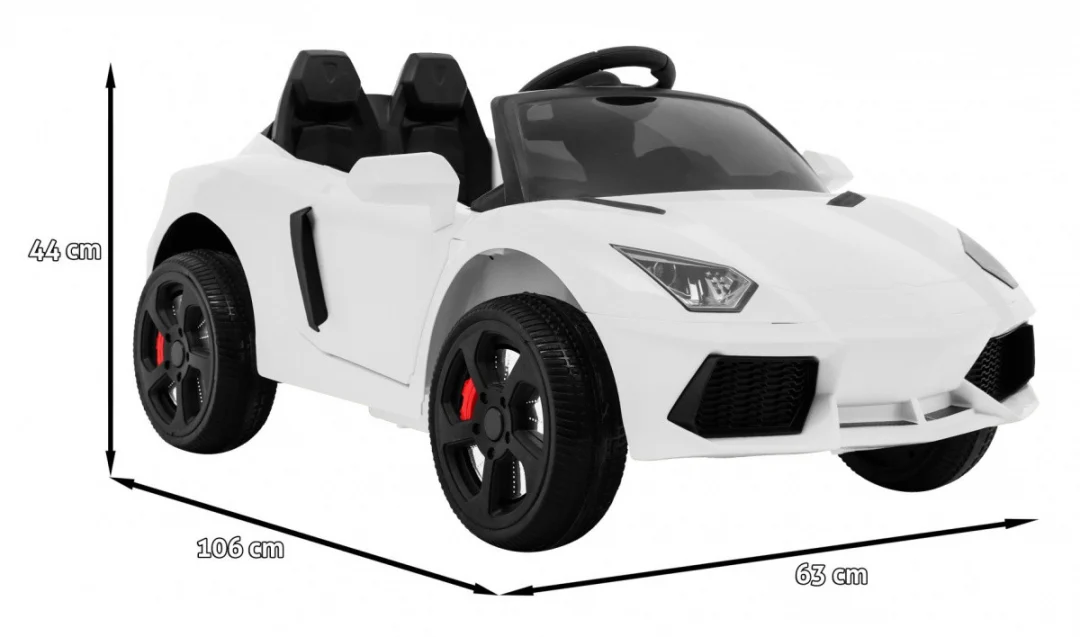 Future dječji automobil na baterije bijeli + daljinski upravljač + spori start + MP3 USB + LED, bijela_2