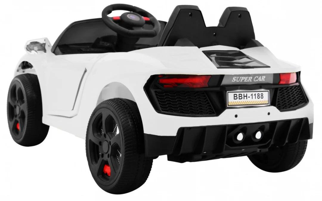 Future dječji automobil na baterije bijeli + daljinski upravljač + spori start + MP3 USB + LED, bijela_4