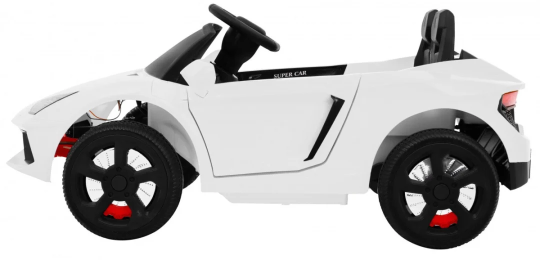 Future dječji automobil na baterije bijeli + daljinski upravljač + spori start + MP3 USB + LED, bijela_5