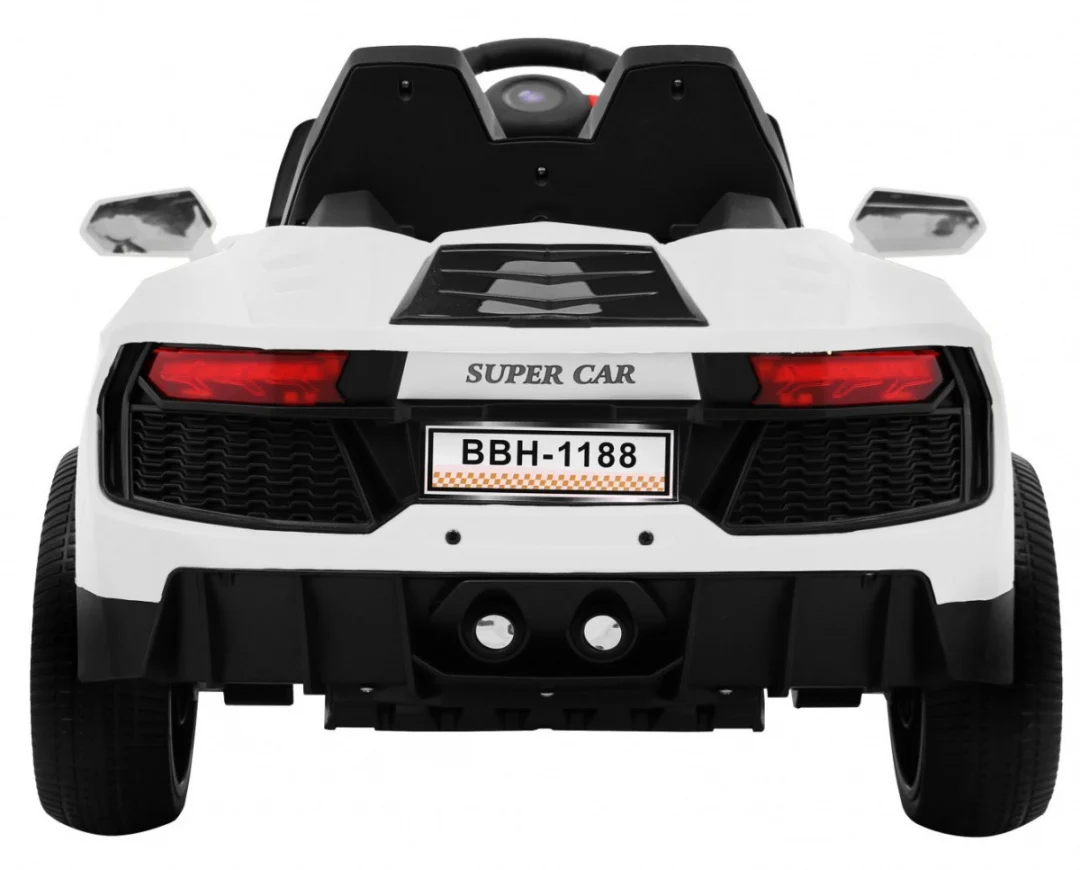 Future dječji automobil na baterije bijeli + daljinski upravljač + spori start + MP3 USB + LED, bijela_6