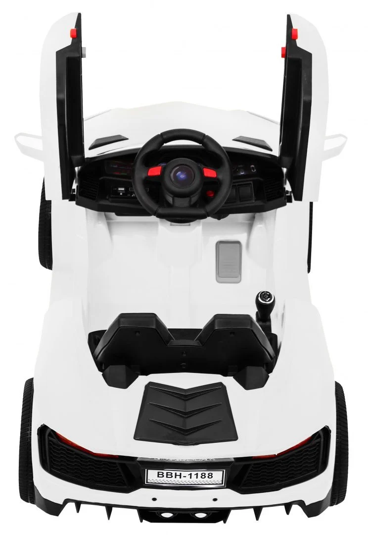 Future dječji automobil na baterije bijeli + daljinski upravljač + spori start + MP3 USB + LED, bijela_7