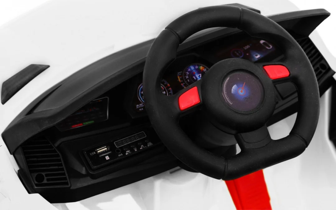 Future dječji automobil na baterije bijeli + daljinski upravljač + spori start + MP3 USB + LED, bijela_8