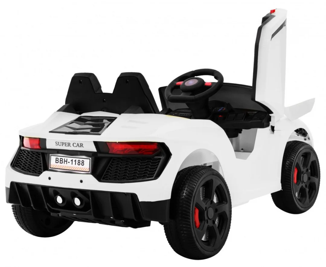 Future dječji automobil na baterije bijeli + daljinski upravljač + spori start + MP3 USB + LED, bijela_9