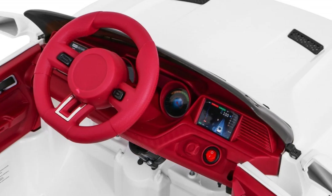 GT Sport automobil na baterije za djecu bijeli + daljinski upravljač + spori start + prtljažnik + MP3 LED, bijela_11