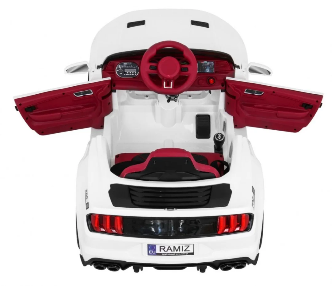 GT Sport automobil na baterije za djecu bijeli + daljinski upravljač + spori start + prtljažnik + MP3 LED, bijela_7