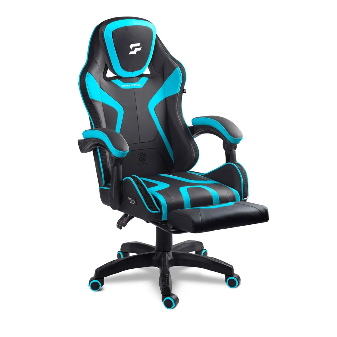 Gaming stolica Sofotel Specter, okretna, s osloncem za noge, plava_14