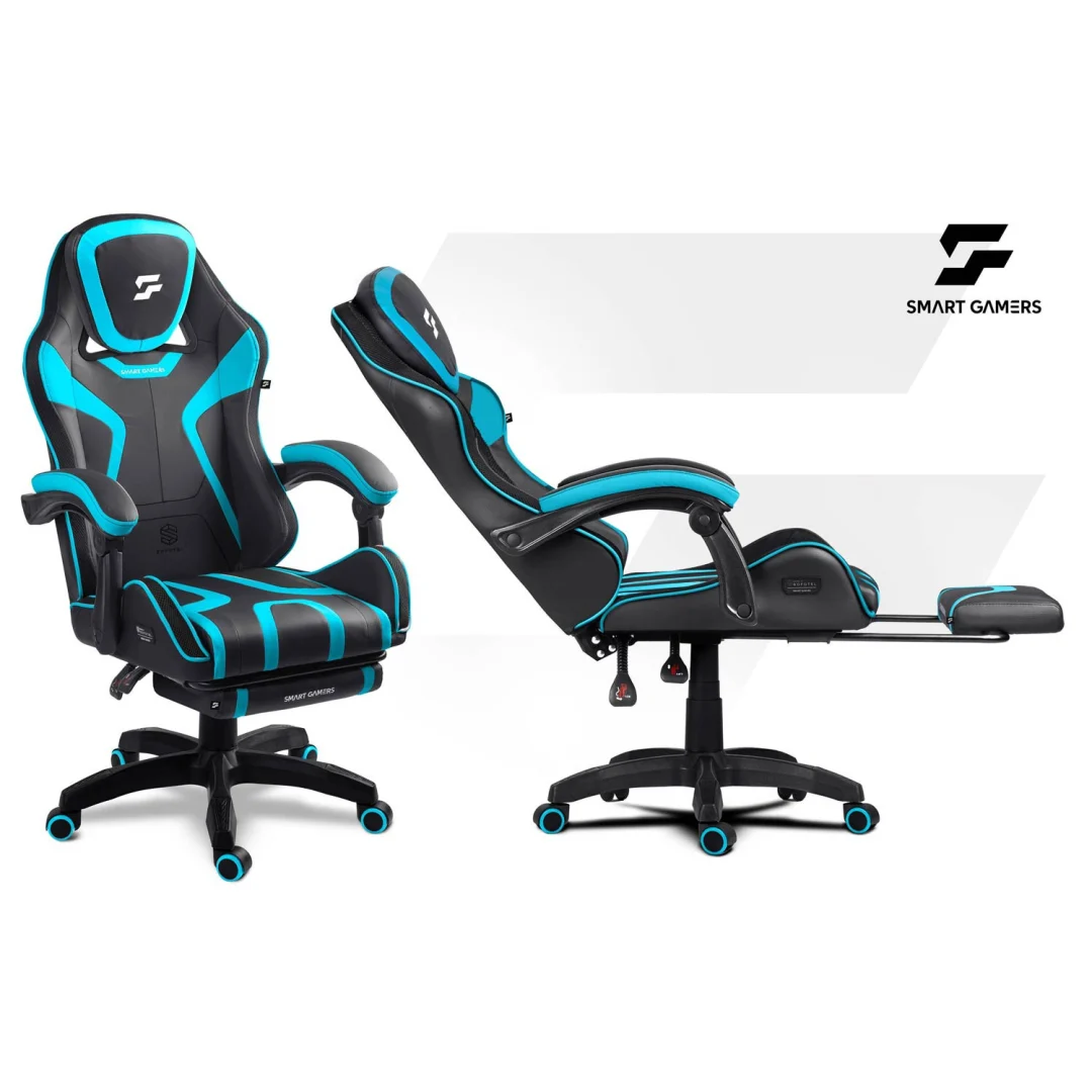 Gaming stolica Sofotel Specter, okretna, s osloncem za noge, plava_2