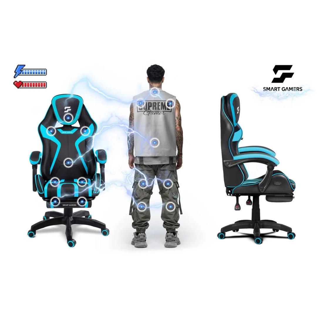 Gaming stolica Sofotel Specter, okretna, s osloncem za noge, plava_3