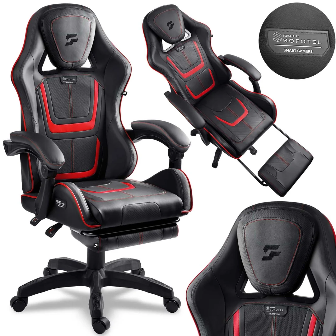 Gaming stolica Sofotel Specter, okretna, s osloncem za noge, siva, var. 242901_1