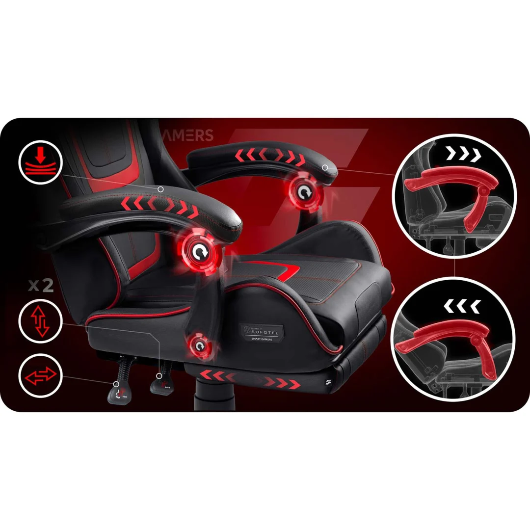 Gaming stolica Sofotel Specter, okretna, s osloncem za noge, siva, var. 242901_11