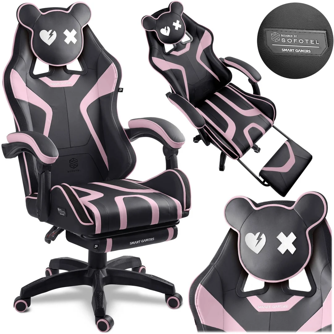 Gaming stolica Sofotel Specter, okretna, s osloncem za noge, siva, var. 242903_1