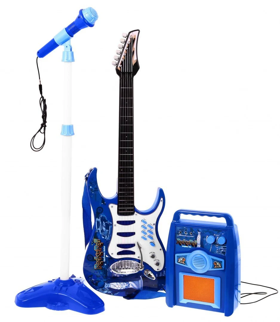 Gitara s priborom za djecu 6+ plavi set + pojačalo + mikrofon_2