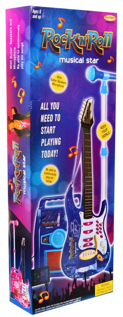 Gitara s priborom za djecu 6+ plavi set + pojačalo + mikrofon_3