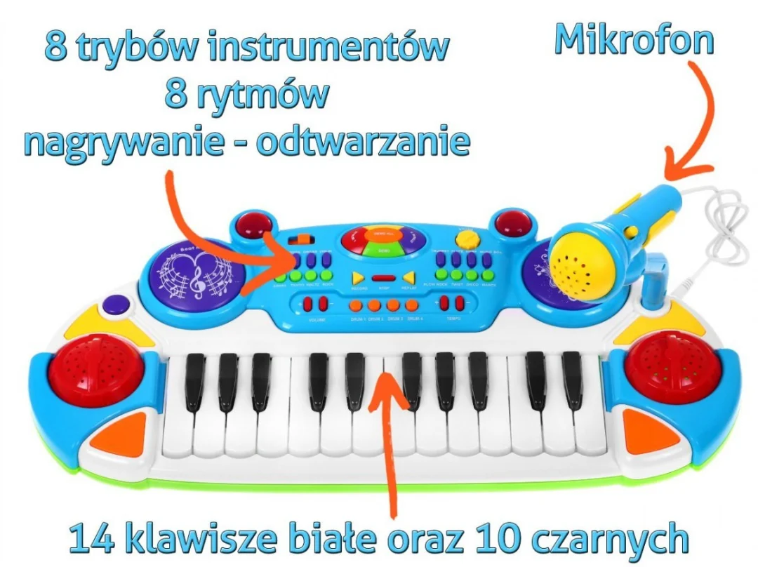 Glazbeni set tipkovnica plava sa stolcem 3+_3