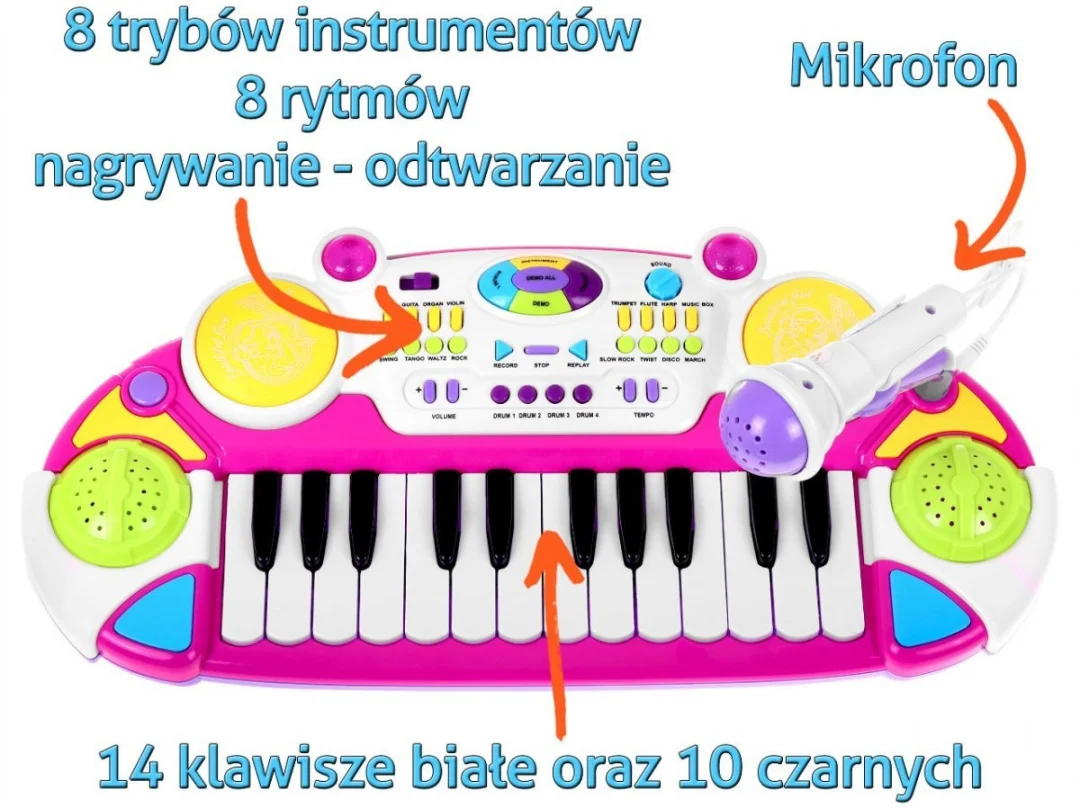 Glazbeni set tipkovnica ružičasta sa stolcem 3+_4