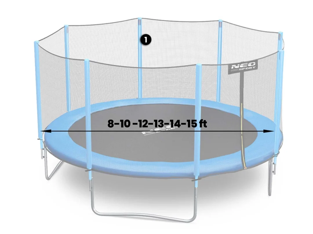 Gornji stup trampolina Neo-Sport, vanjska mreža, 8–15 ft, plavi_3