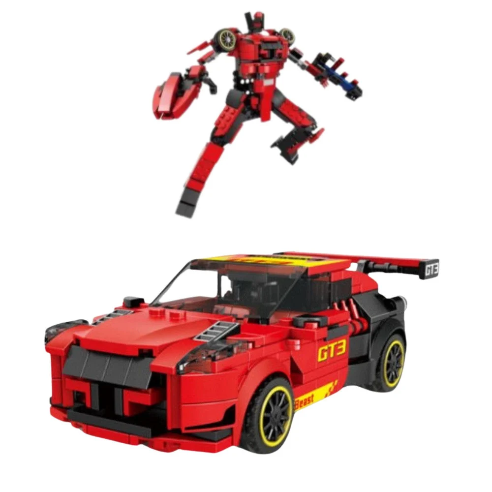 Građevinske kocke 2u1 robot i auto GT3 crvene 335 kom_2