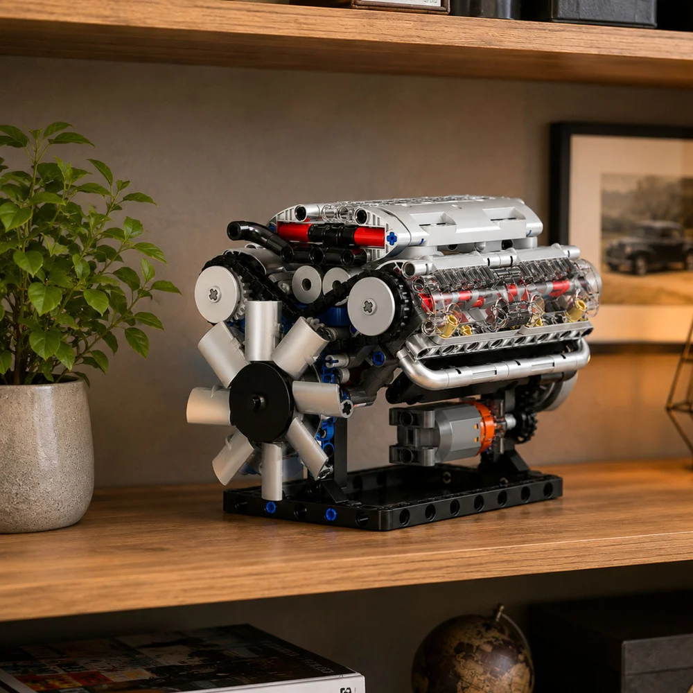 Građevinske kocke mehanički V8 motor, pokretni klipovi, 552 kom_2