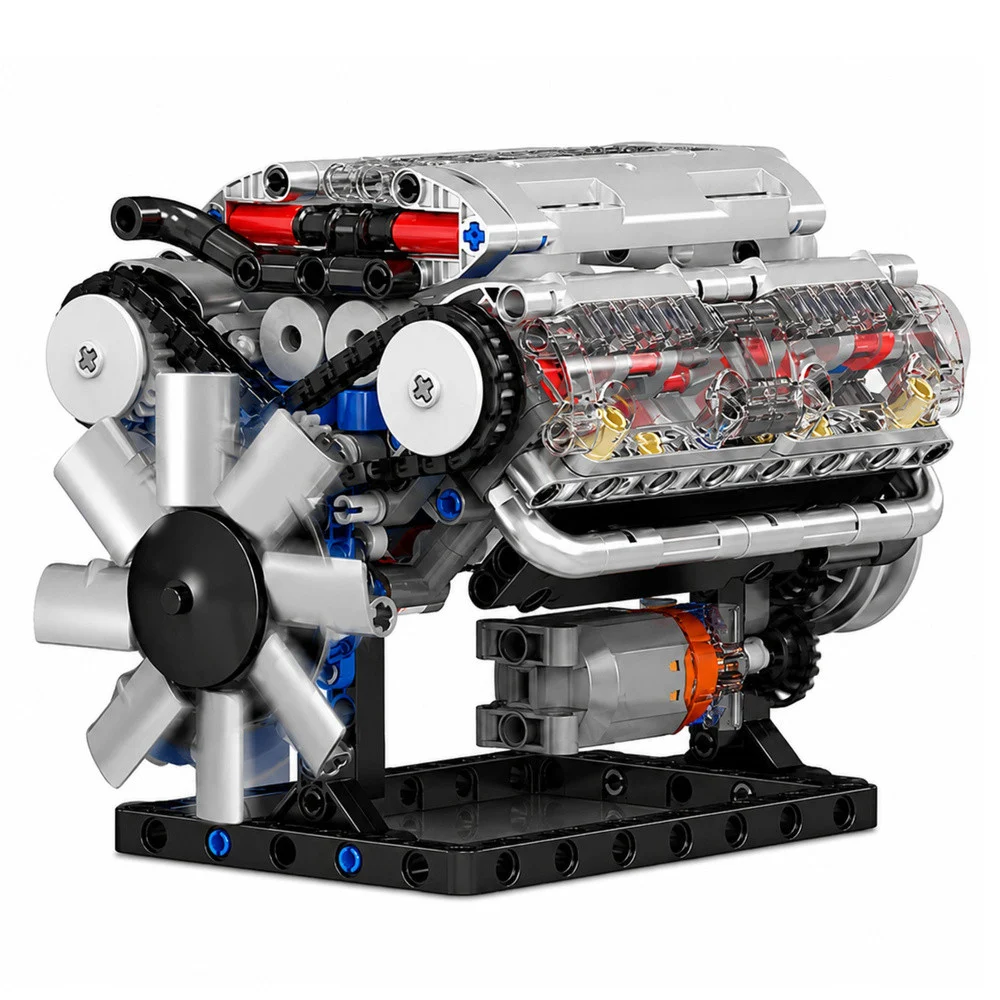 Građevinske kocke mehanički V8 motor, pokretni klipovi, 552 kom_3