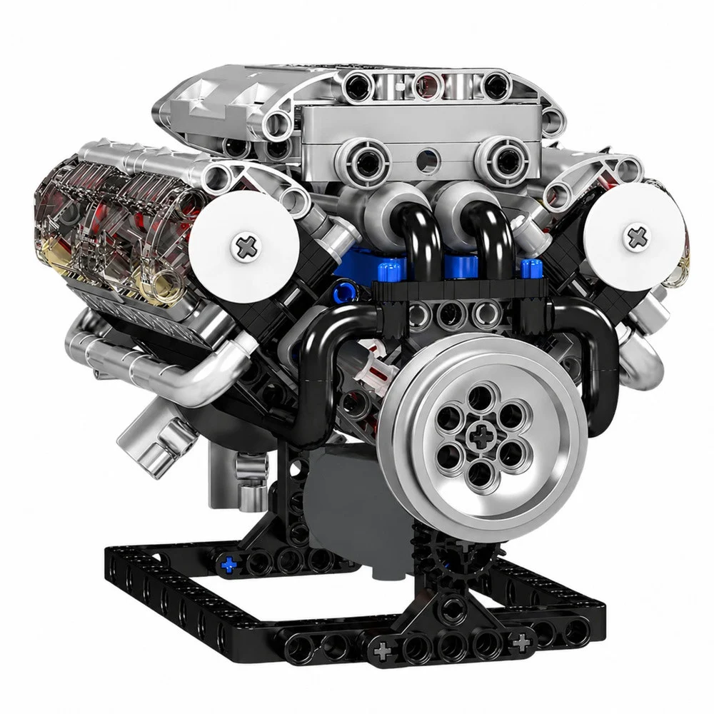 Građevinske kocke mehanički V8 motor, pokretni klipovi, 552 kom_4