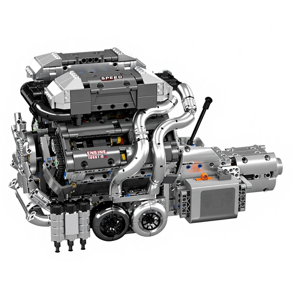Građevinske kocke motor V8 s mjenjačem 2024 dijela_4