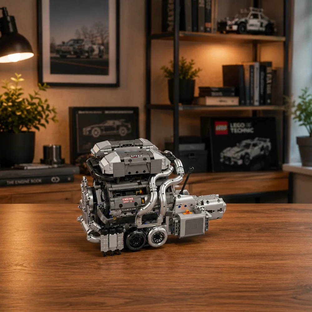 Građevinske kocke motor V8 s mjenjačem 2024 dijela_5