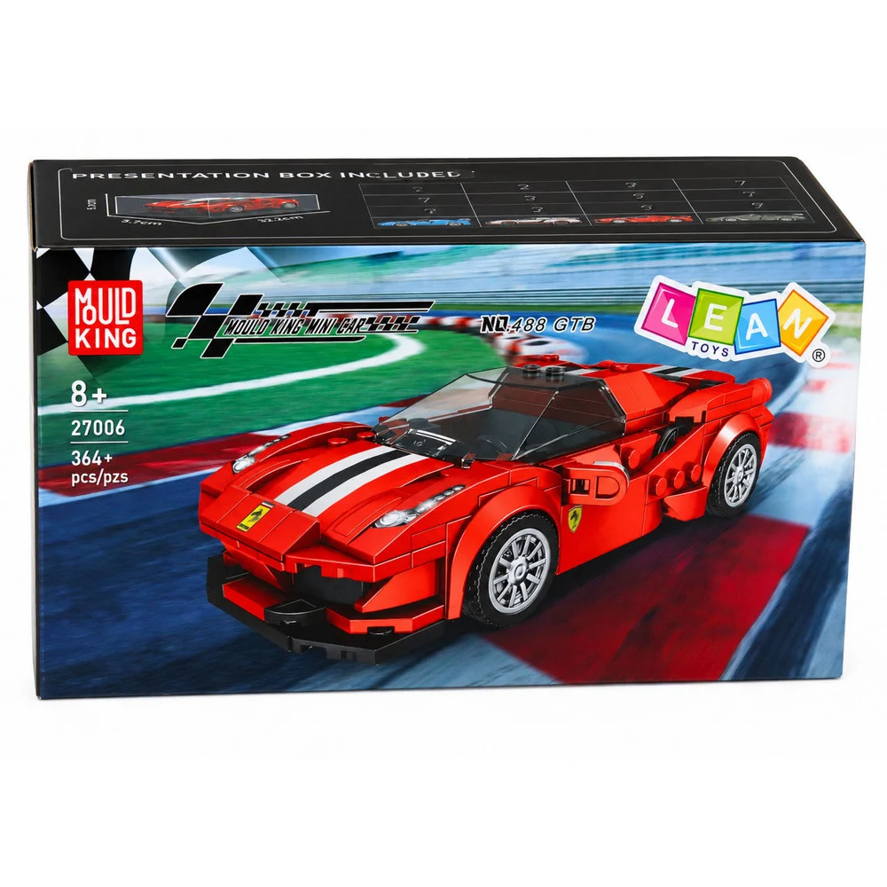Građevinske kocke sportski auto crveni s vitrinom 364 kom_5