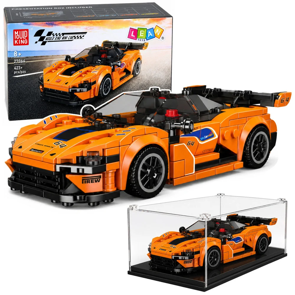 Građevinske kocke sportski auto narančasti s vitrinom 423 kom_1