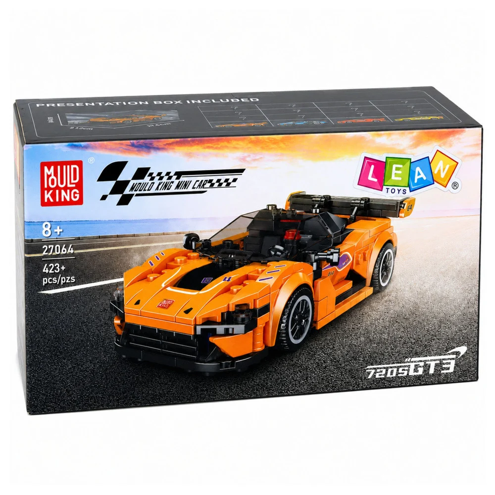 Građevinske kocke sportski auto narančasti s vitrinom 423 kom_6