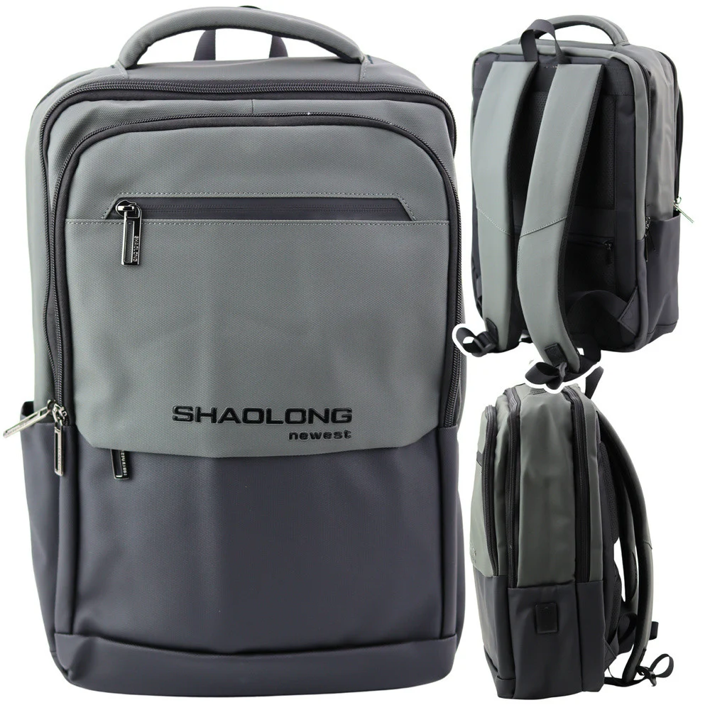 Gradski poslovni ruksak s USB džepom za prijenosno računalo, crno-siv, 16L 41cm_4
