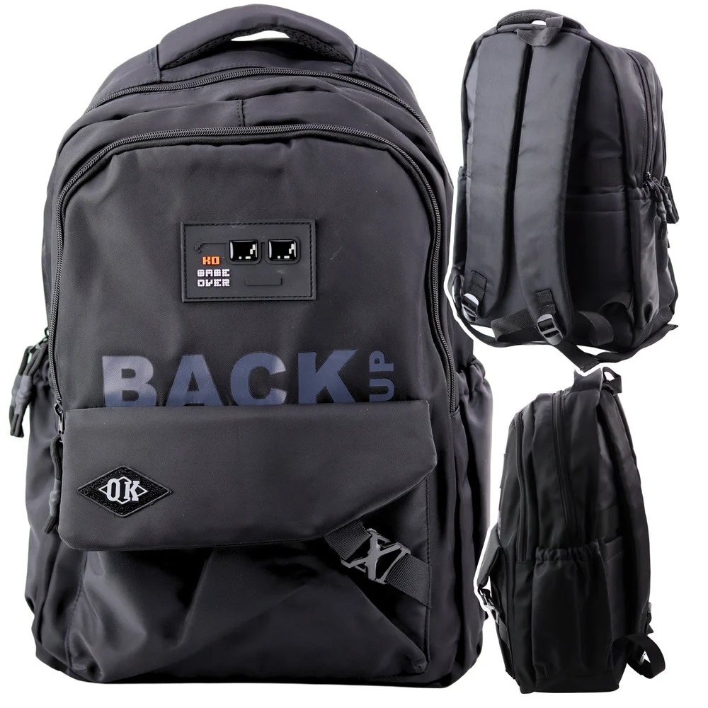 Gradski školski ruksak s 6 džepova, crni, 23L, 46 cm_4