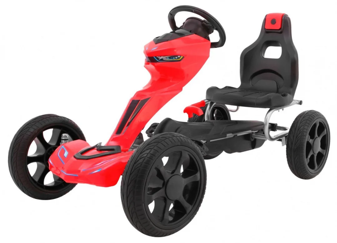 Grand Ride pedalni go-kart za djecu 3+ crveni + EVA kotači + podesivo sjedalo + ručna kočnica_1